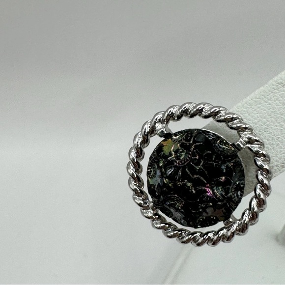 Sarah Coventry vintage Northern Lights clip on earrings silver tone iridescent - Picture 10 of 12